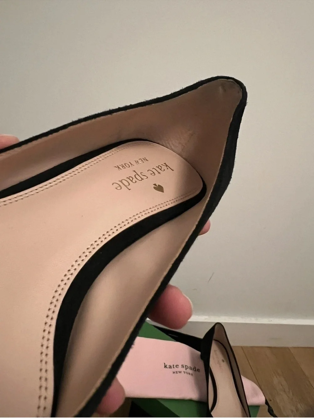 Kate Spade Black Suede Miko Size 7 Kitten Heel